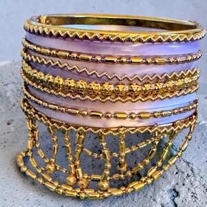 Vintage Women Bracelet Gold Beaded